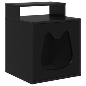 vidaXL Cat House Black 42.5 x 40 x 53.5 cm Engineered Wood