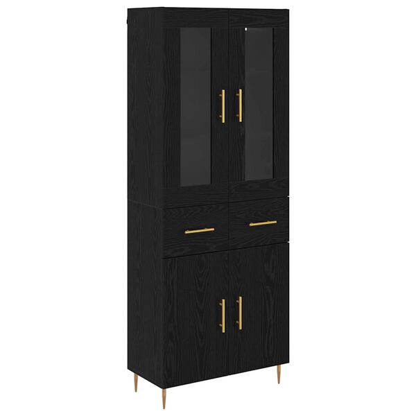 vidaXL Highboard with Drawer 2 pcs Black Oak Engineered Wood