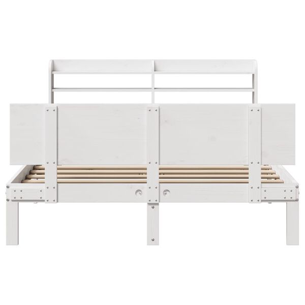 vidaXL Bed Frame with Headboard without Mattress White 135x190 cm Double