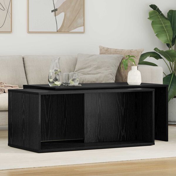 vidaXL Coffee Table Set 2 pcs Black Oak Engineered Wood