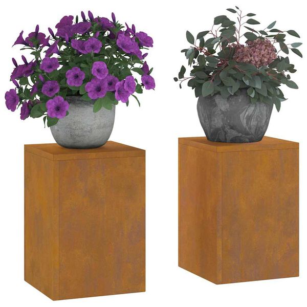 vidaXL Plant Stand 2 pcs Rusty 24 x 24 x 35 cm Weathering steel