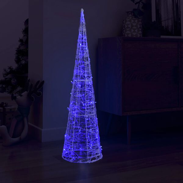 vidaXL Acrylic Decorative Pyramid LED Light Cone Blue 120 cm