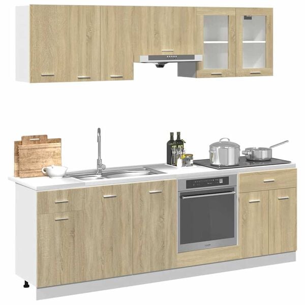 vidaXL 8 Piece Kitchen Cabinet Set Lyon Sonoma Oak Engineered Wood