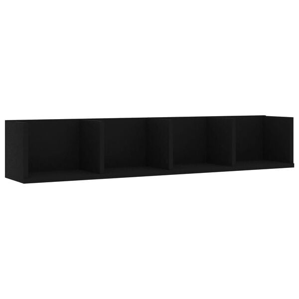 vidaXL CD Wall Shelf Black 100x18x18 cm Engineered Wood