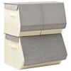 vidaXL Stackable Storage Box Set of 3 Pieces Fabric Grey & Cream