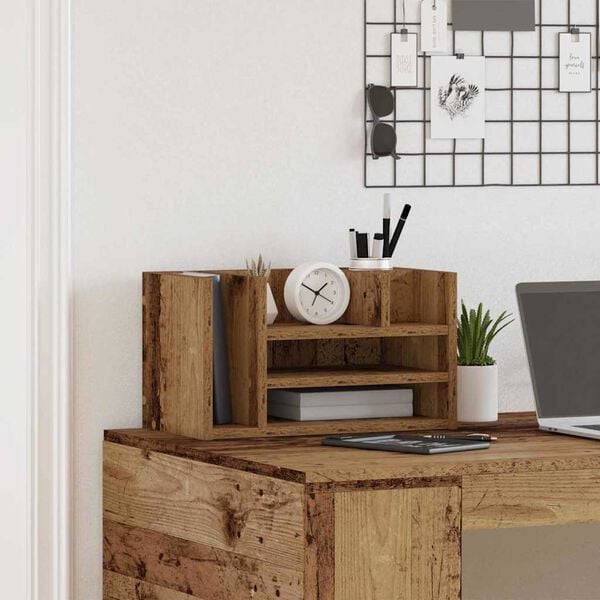 vidaXL Desk Organiser Old Wood 44.5 x 24 x 25 cm Engineered Wood