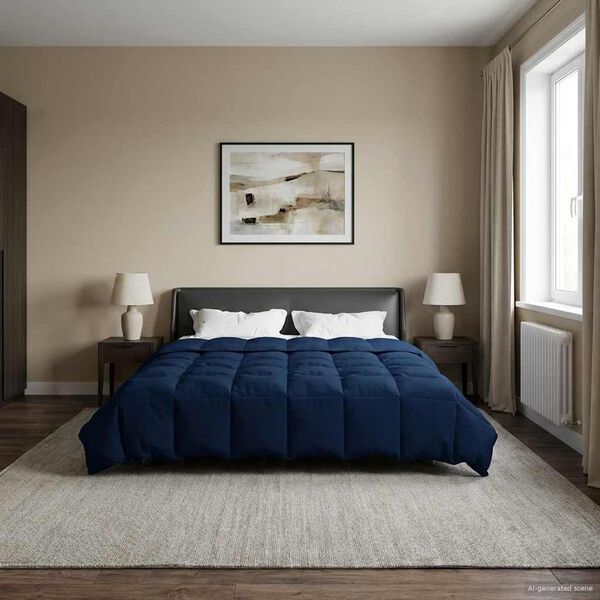 vidaXL Winter Duvet Quilted Dark Blue 200 x 220 cm Microfiber