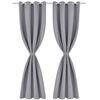 2 pcs Grey Blackout Curtains with Metal Rings 135 x 245 cm