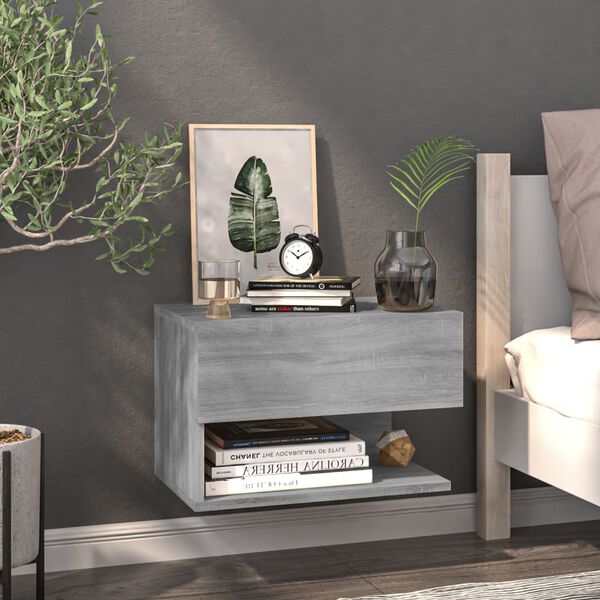 vidaXL Wall-mounted Bedside Cabinets 2 pcs Grey Sonoma