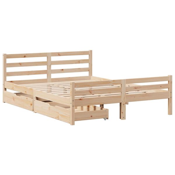 vidaXL Bed Frame without Mattress 150x200 cm King Size Solid Wood Pine
