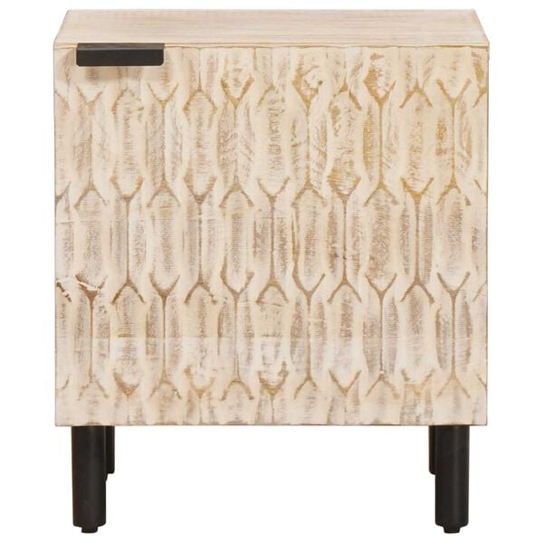 vidaXL Bedside Cabinet White 40 x 33 x 46 cm Solid Mango Wood