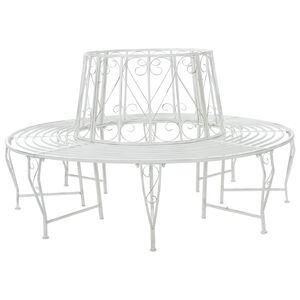 vidaXL Tree Bench 8 -Seater &Oslash; 160 x 89 cm steel Antique White Round