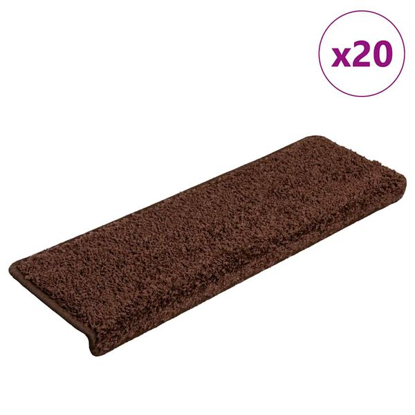 vidaXL Stair Mats 20 pcs 65x21x4 cm Brown Rectangular Edge