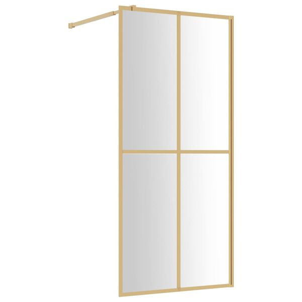 vidaXL Walk-in Shower Wall with Clear ESG Glass Gold 100x195 cm
