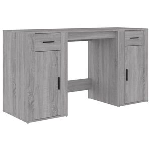 vidaXL Desk with Cabinet Grey Sonoma Engineered Wood