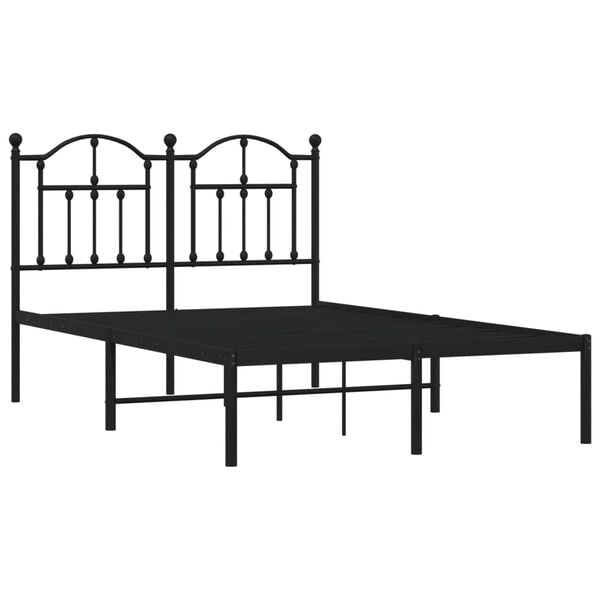 vidaXL Metal Bed Frame without Mattress with Headboard Black 120x190cm
