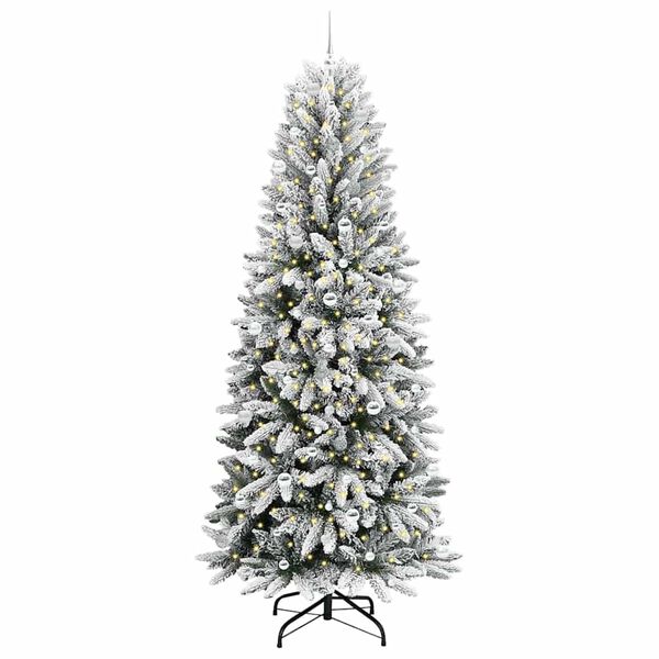 vidaXL Artificial Christmas Tree with 300 LEDs with Stand White 240 cm