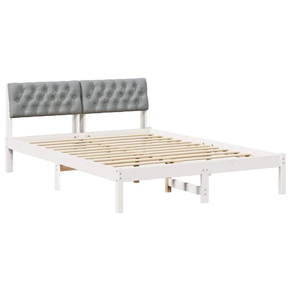 vidaXL Bed frame White and light grey 120 x 190 cm Solid pine wood