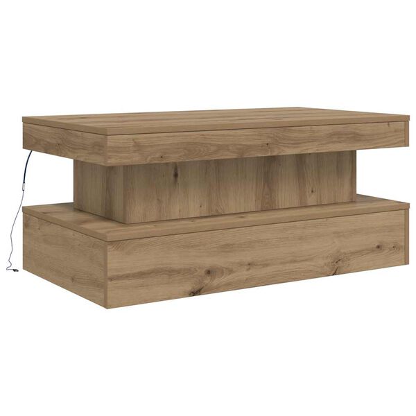 vidaXL Coffee Table with LED Lights Artisian Oak 90x50x40 cm