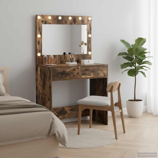 vidaXL Dressing Table Smoked Oak 78.5 x 41 x 135 cm Engineered wood