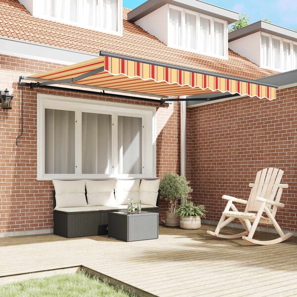vidaXL Retractable Awning Manual Yellow and Orange 350 x 250 cm
