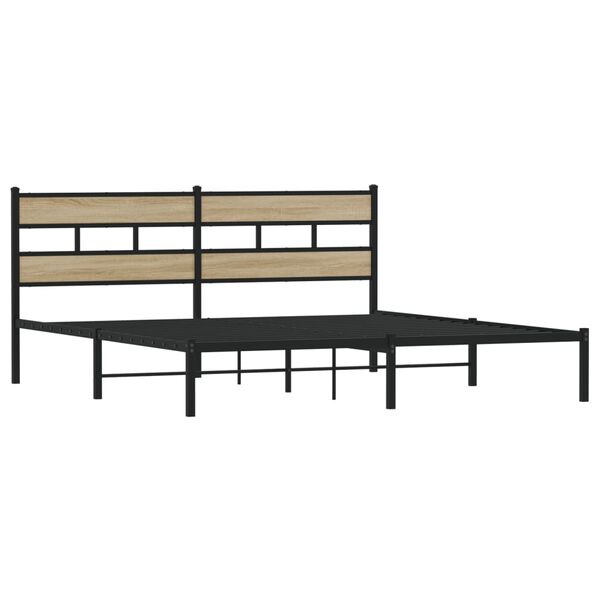 vidaXL Metal Bed Frame without Mattress Sonoma Oak 200x200 cm