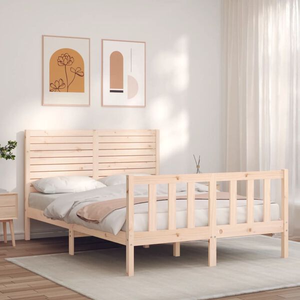vidaXL Bed Frame without Mattress Small Double Solid Wood Pine