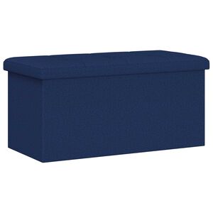 vidaXL Foldable Storage Bench Blue 180 kg 80 L 77 x 38 x 38 cm Linen