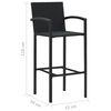 vidaXL 3 Piece Garden Bar Set Poly Rattan Black