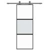 vidaXL Sliding Door Black 76x205 cm Tempered Glass and Aluminium