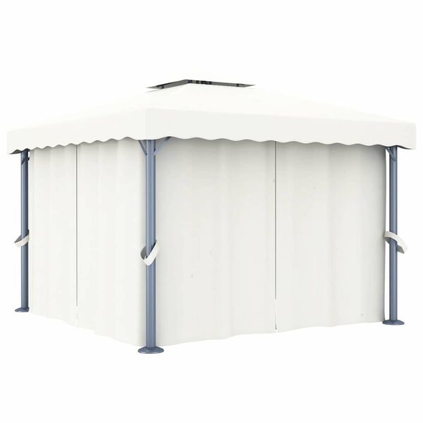 vidaXL Gazebo with Curtain&LED String Lights 3x3 m Cream White