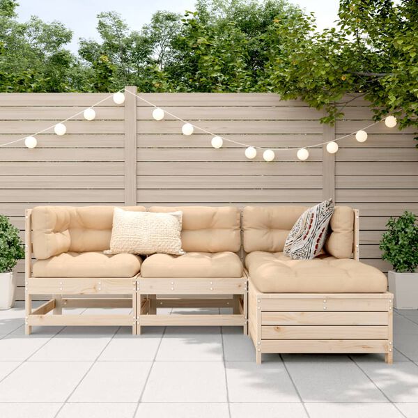 vidaXL 4 Piece Garden Sofa Set Solid Wood Pine