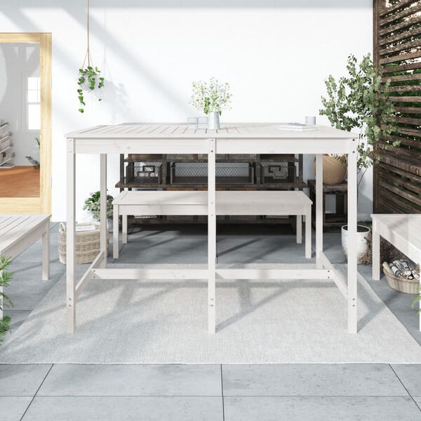 vidaXL Garden Table White 159.5x82.5x110 cm Solid Wood Pine