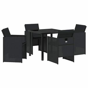 vidaXL Garden Dining Set 5 pcs Black Poly Rattan