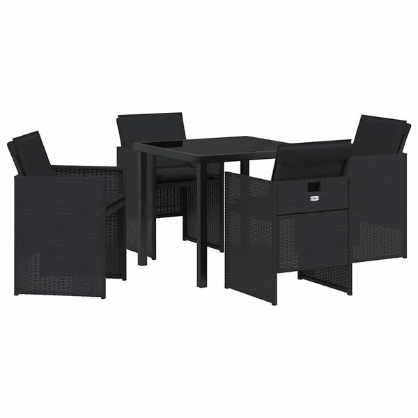 vidaXL Garden Dining Set 5 pcs Black Poly Rattan