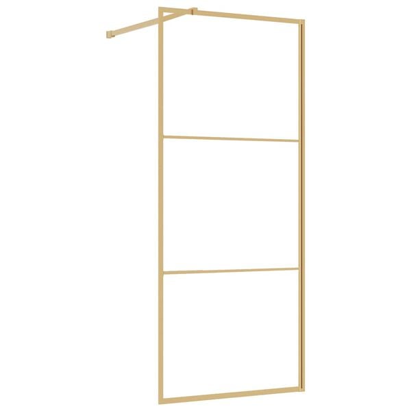 vidaXL Walk-in Shower Wall with Clear ESG Glass Gold 80x195 cm