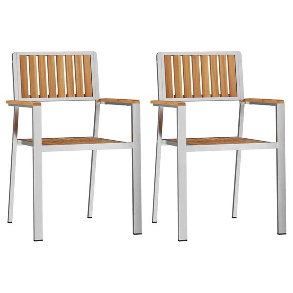 vidaXL Garden Chair 2 pcs Brown 56 x 54.5 x 87 cm Solid Teak Wood
