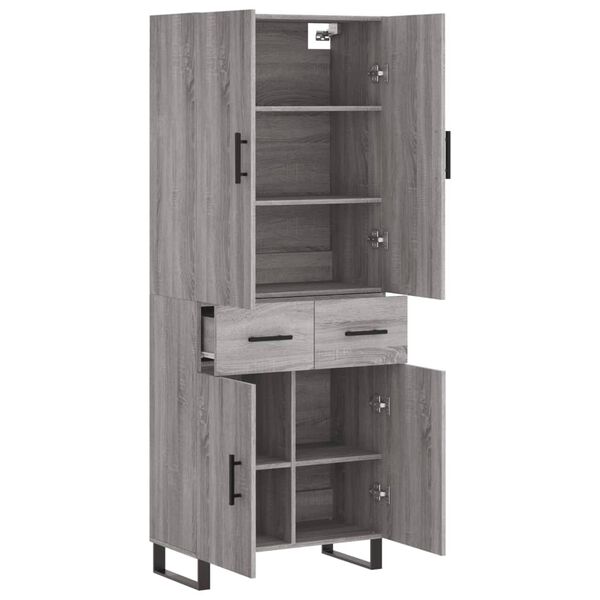 vidaXL Highboard Grey Sonoma 69.5x34x180 cm Engineered Wood