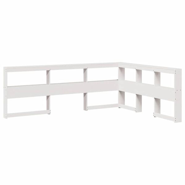 vidaXL Bookcase Headboard L-Shaped White 140 cm Solid Wood Pine