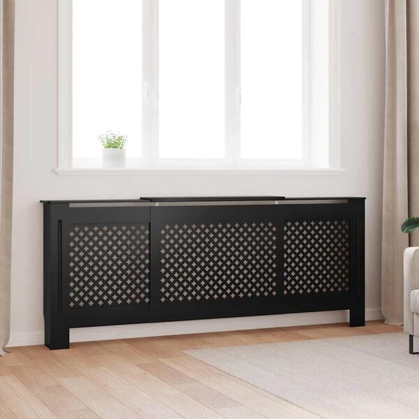 vidaXL MDF Radiator Cover Black 205 cm