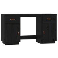 vidaXL Desk with Cabinets Black 135x50x75 cm Solid Wood Pine