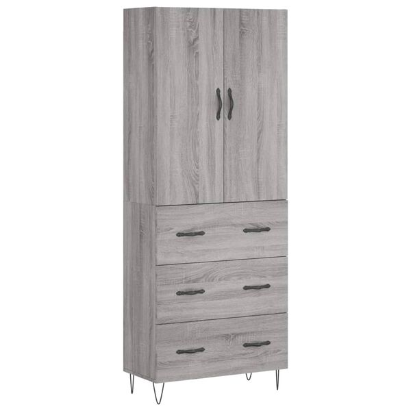 vidaXL Highboard Grey Sonoma 69.5x34x180 cm Engineered Wood