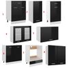vidaXL 8 Piece Kitchen Cabinet Set with Worktop High Gloss Black