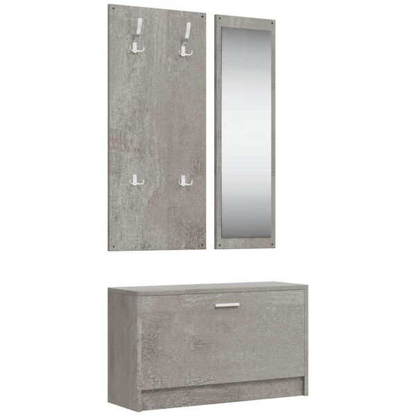 vidaXL 3-in-1 Shoe Cabinet Set Concrete Grey Engineered Wood