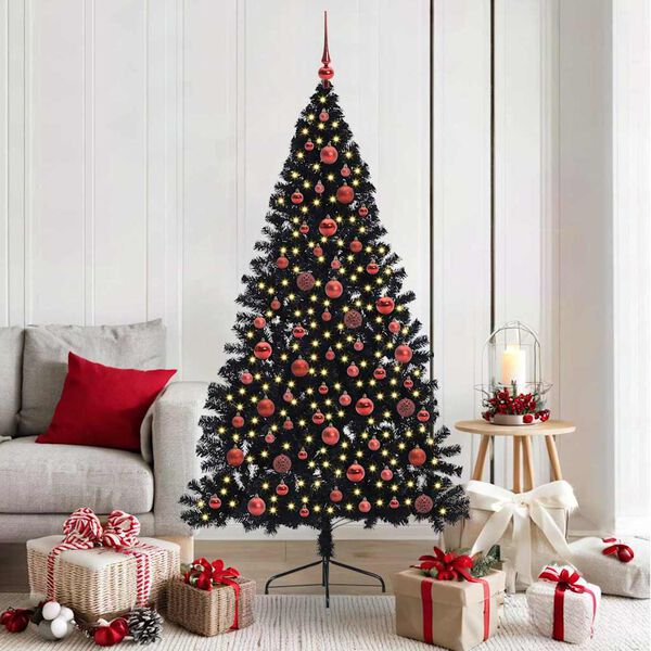 vidaXL Artificial Pre-lit Christmas Tree Black 180 cm PVC