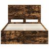 vidaXL Bed Frame Smoked Oak 120 x 190 cm Solid Pine Wood