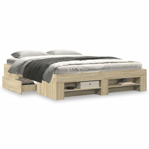 vidaXL Bed Frame without Mattress Sonoma Oak 160x200 cm Engineered Wood