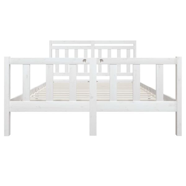 vidaXL Bed Frame without Mattress White Solid Wood 160x200 cm (810093+814105)
