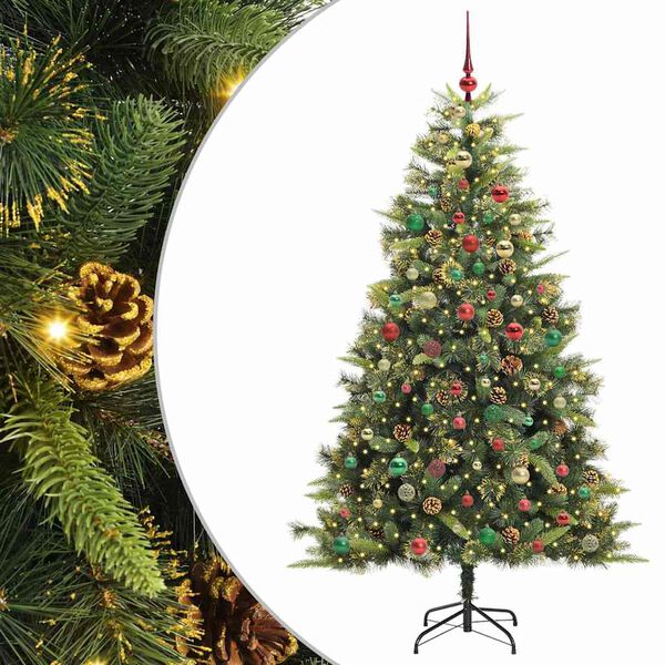 vidaXL Artificial Hinged Christmas Tree with Cones Green 240 cm