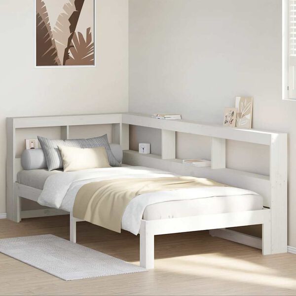 vidaXL Bookcase Bed without Mattress White 90x200 cm Solid Wood Pine
